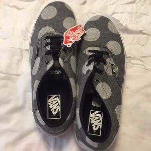 New Vans with polka dots, size 11. Charcoal gray.